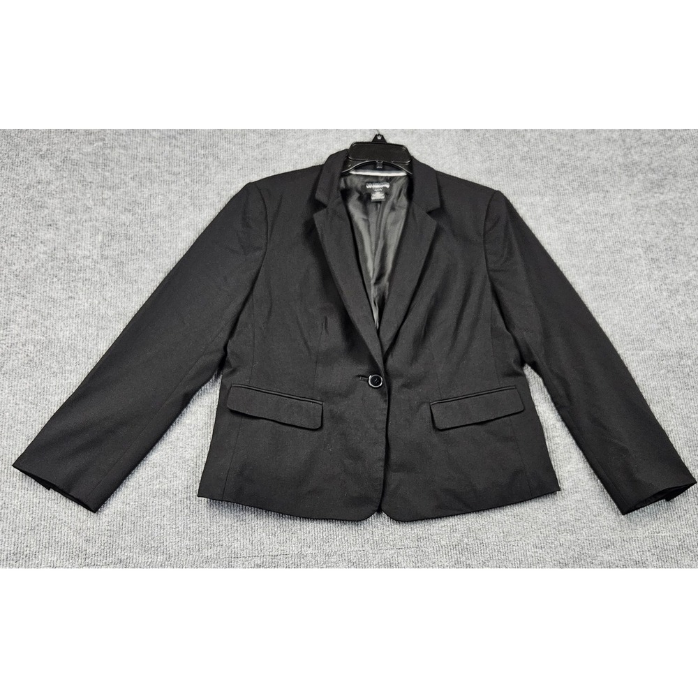 Liz Claiborne Career Petite Black Single Button Blazer Jacket Size 14P